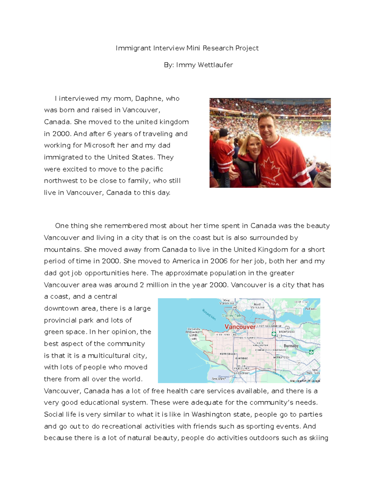 AP hug project final draft - Immigrant Interview Mini Research Project ...