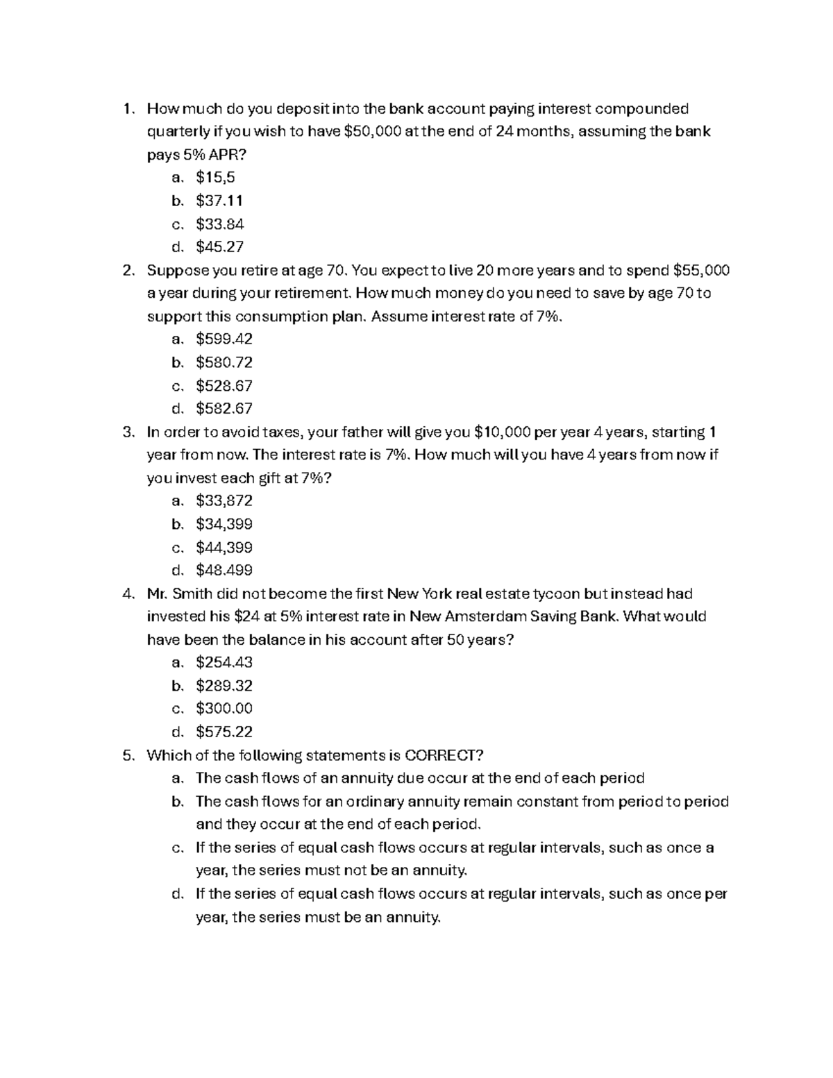 Test B - Bài tập: Interest and Investment Calculations - Studocu