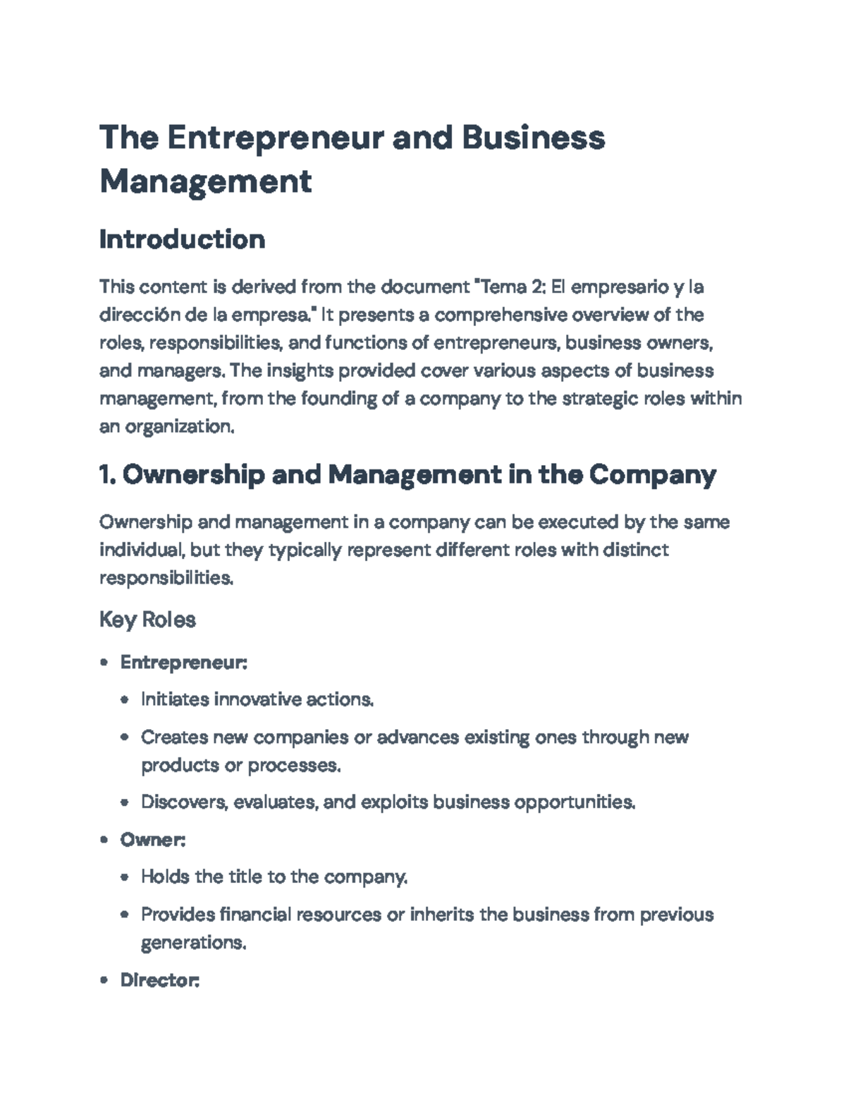BUS101: Overview of Entrepreneurship & Business Management Concepts - Document Preview