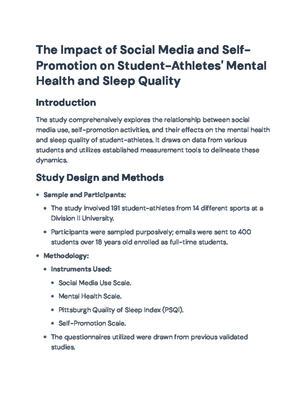 The Impact of Social Media on Mental Health & Sleep Quality in Student ...