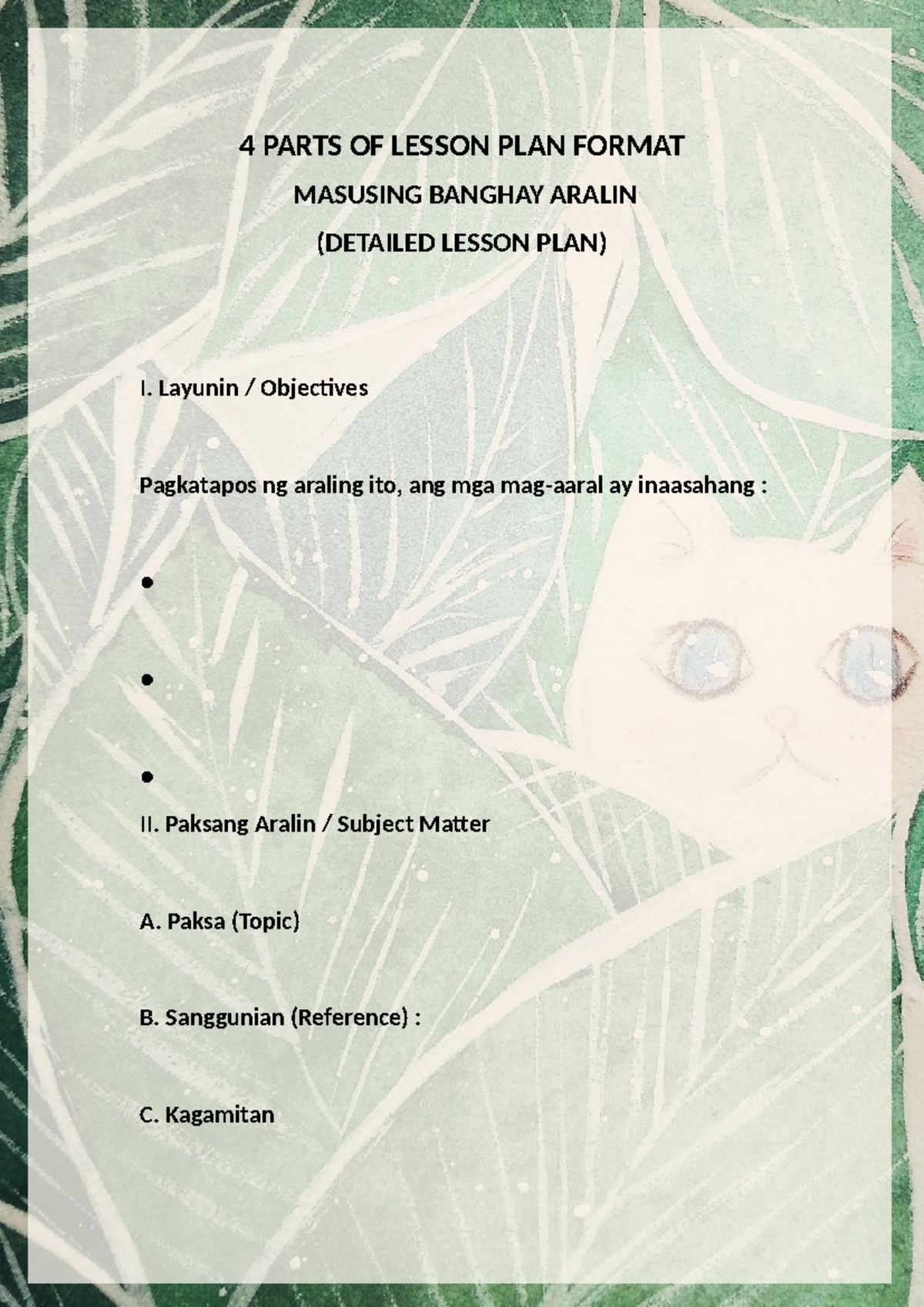 Lesson-PLAN- Format - Jusnsndhd - 4 PARTS OF LESSON PLAN FORMAT ...