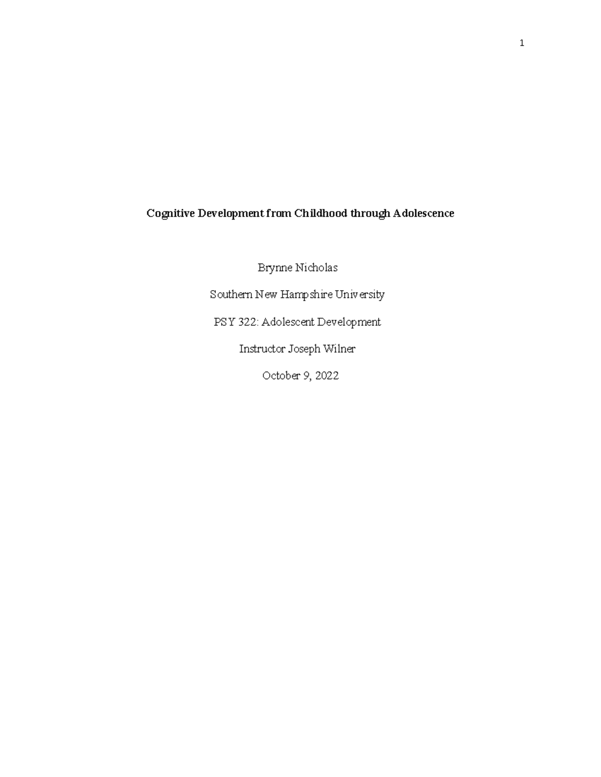 PSY 322 6-3 Final Project Milestone Four Rough Draft - Cognitive ...