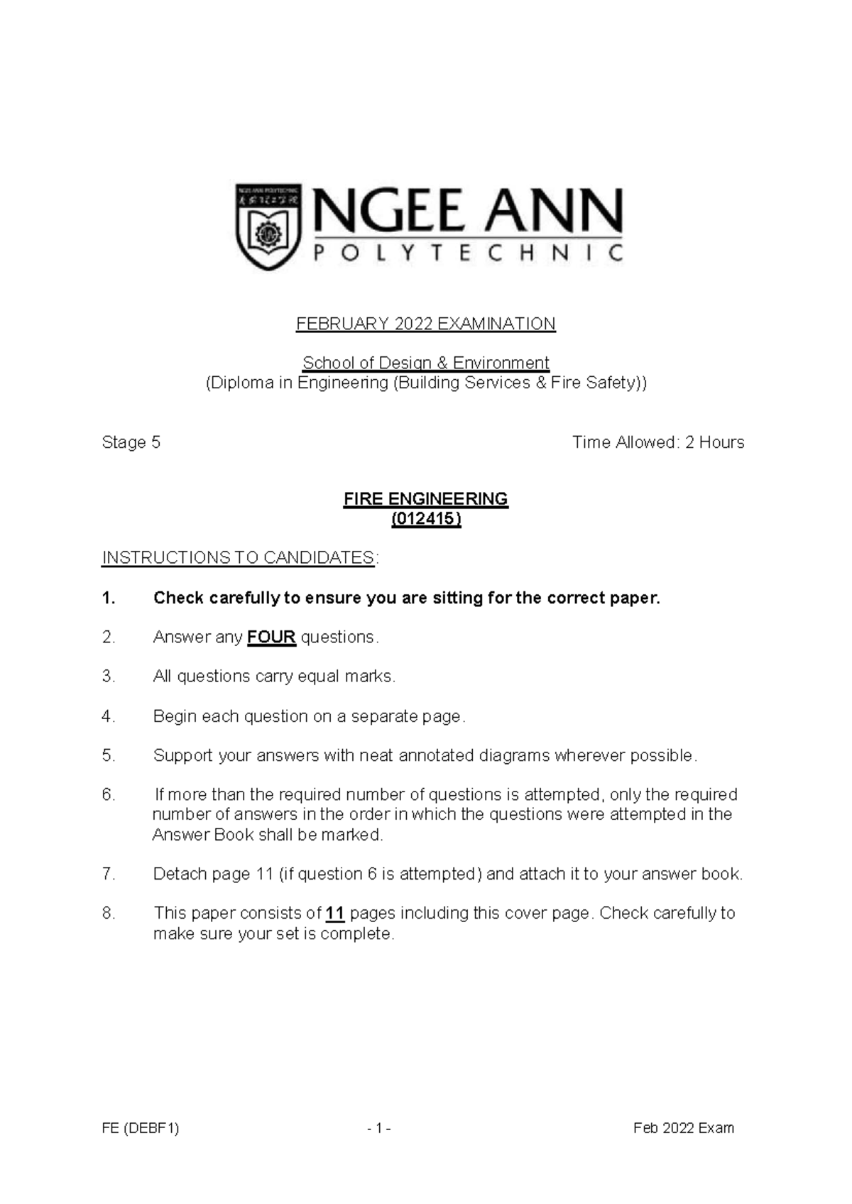 2022 Feb Fire Engineering Exam (012415) - Stage 5 Questions ...