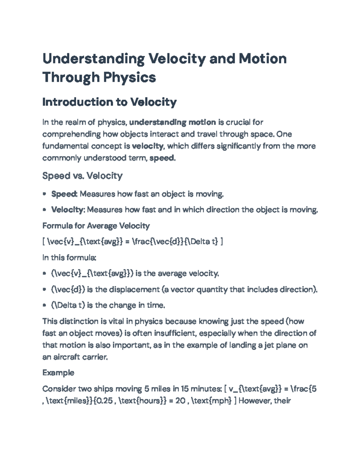 Understanding Velocity and Motion in Physics - 5C1112 Final Exam Notes ...
