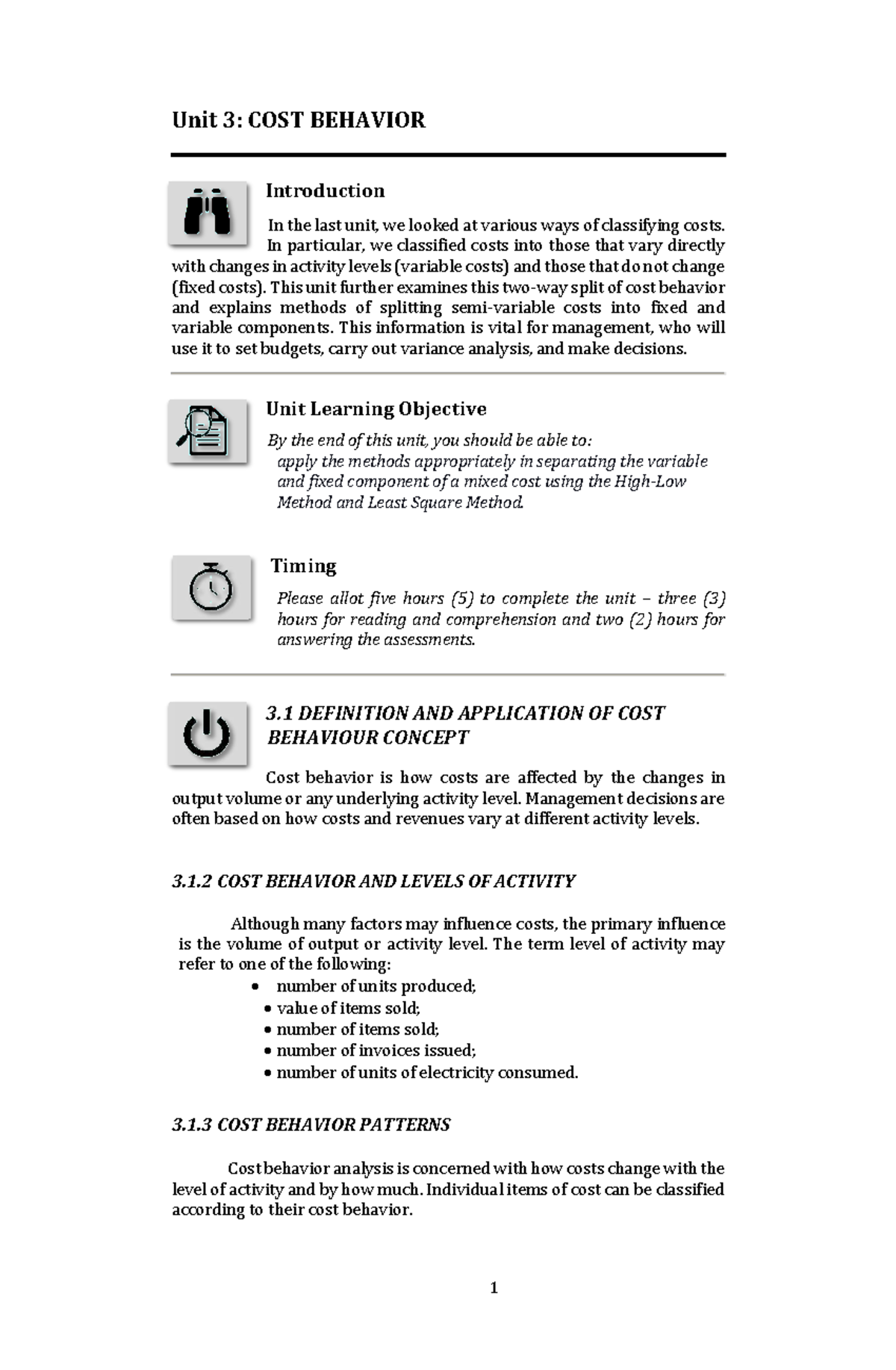 Unit 3: Cost Behavior Analysis and Applications - Studocu