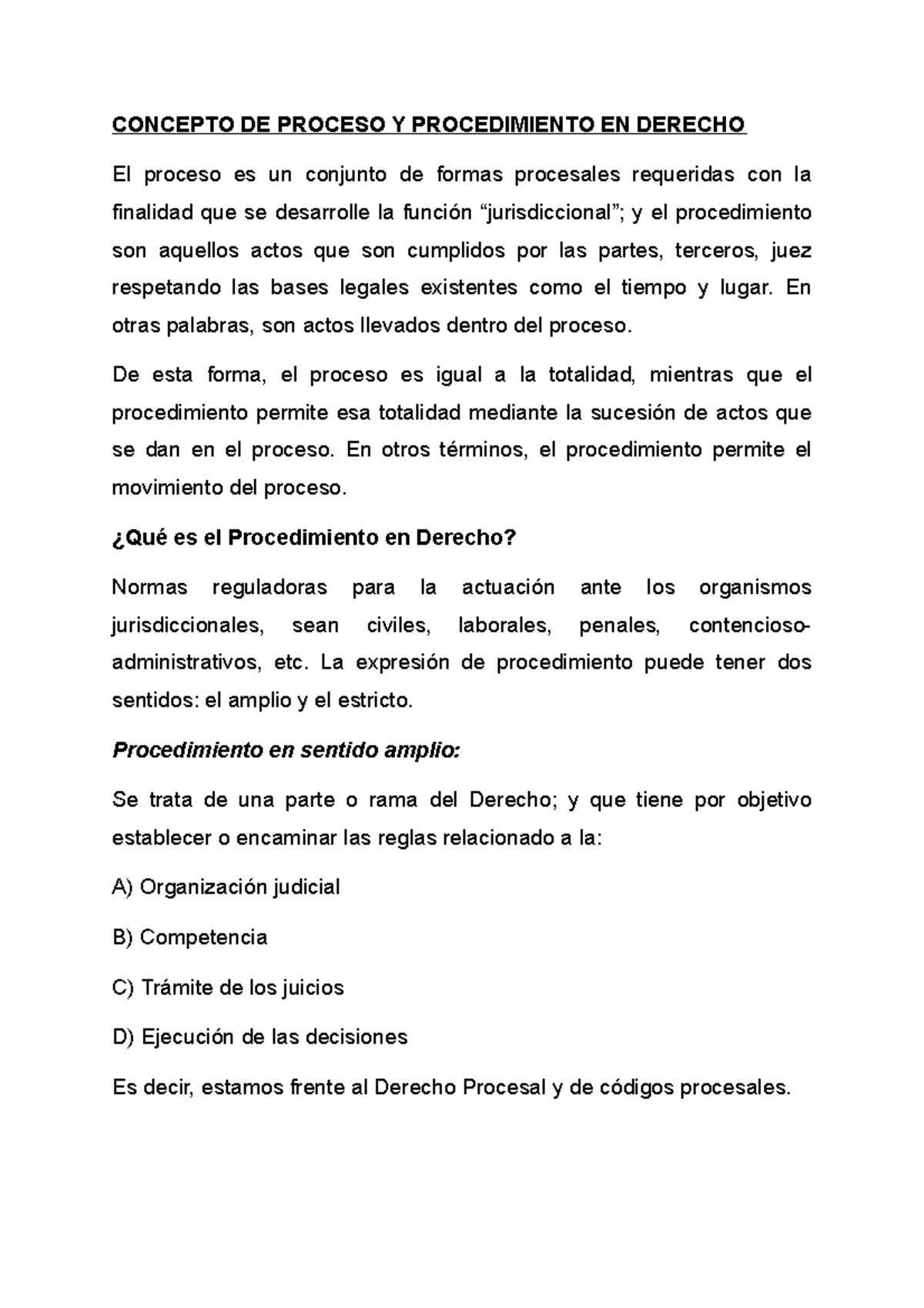 Concepto DE Proceso Y Procedimiento EN Derecho - CONCEPTO DE PROCESO Y ...