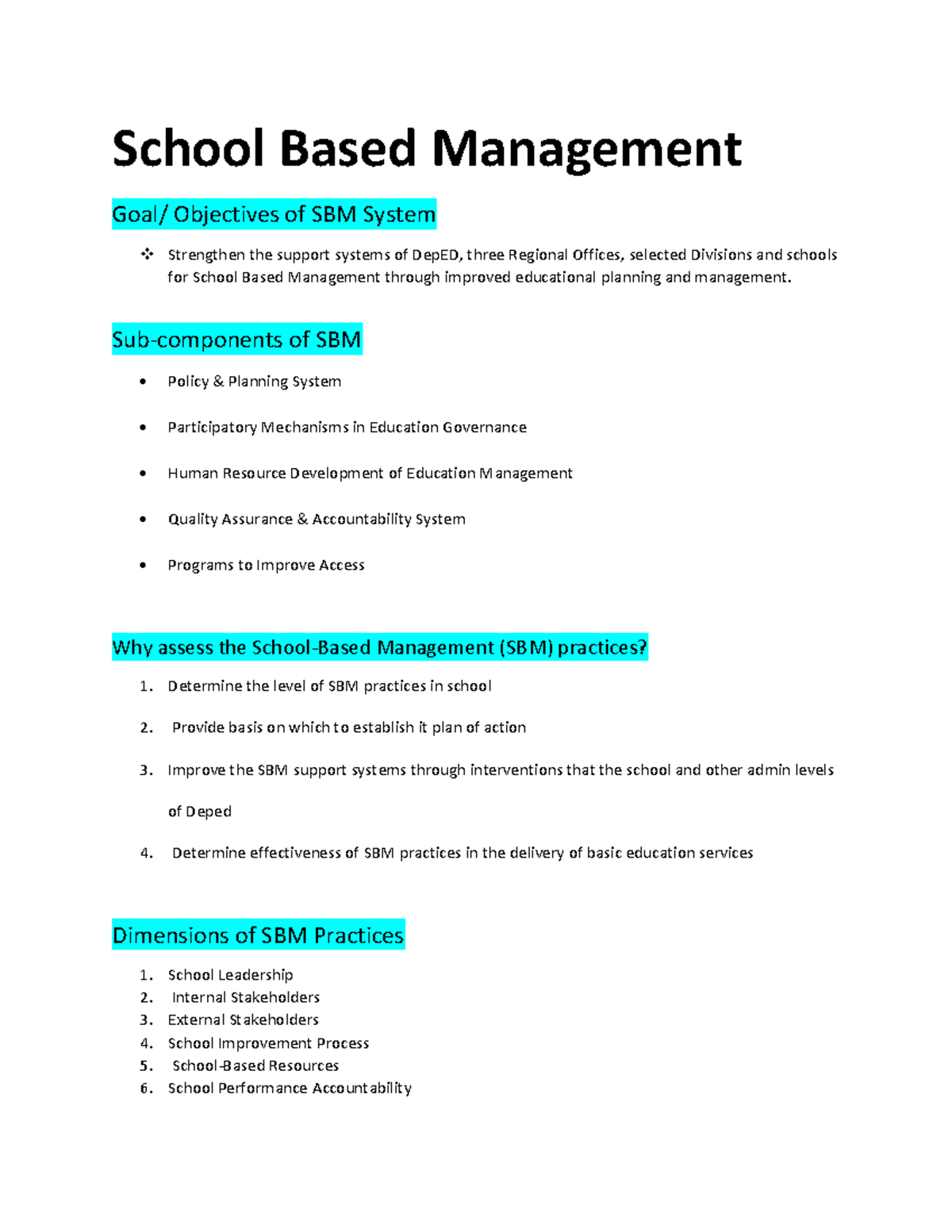 Discussion Guide School Based Management (Question and Answers ...