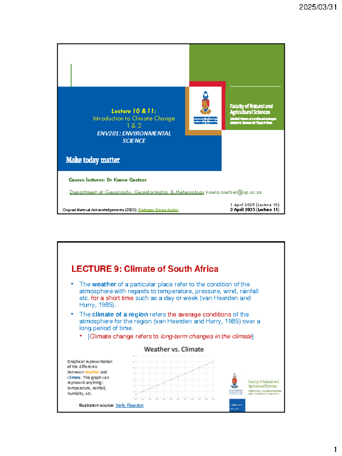 Lecture 10 & 11: Climate Change Insights and Overview (ENV201) - Studocu