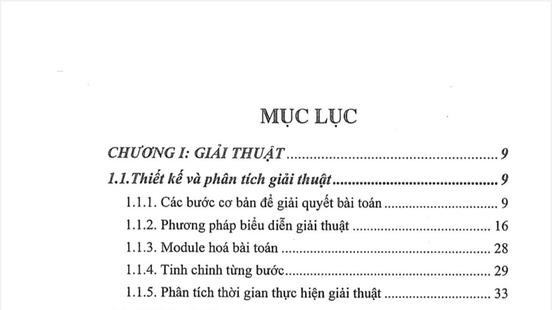 MUC LUC CHUONG I: GIAI THUAT VA CAU TRUC DU LIEU - Studocu