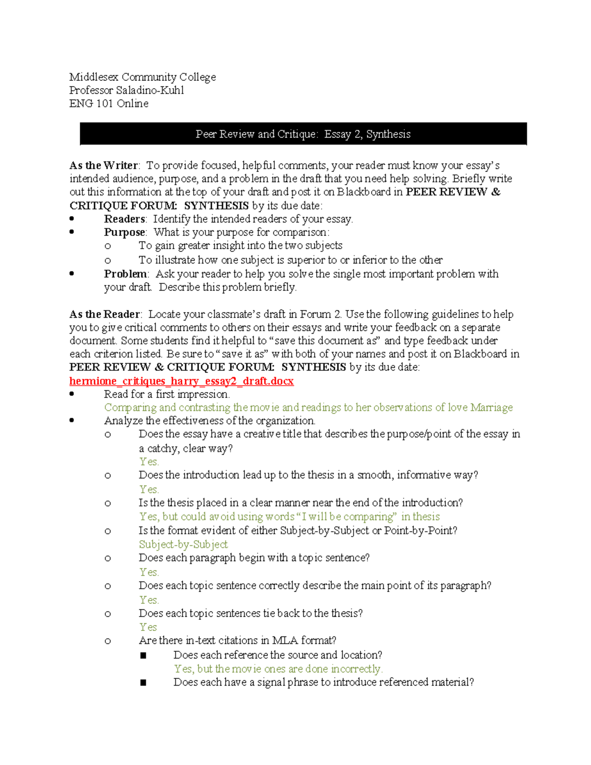 ENG 101 Peer Review: Critique of S. Gutierrez's Essay 2 Synthesis - Studocu