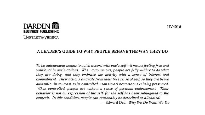 15.1-A Leader’S Guide TO WHY People Behave THE WAY THEY DO - UV This ...