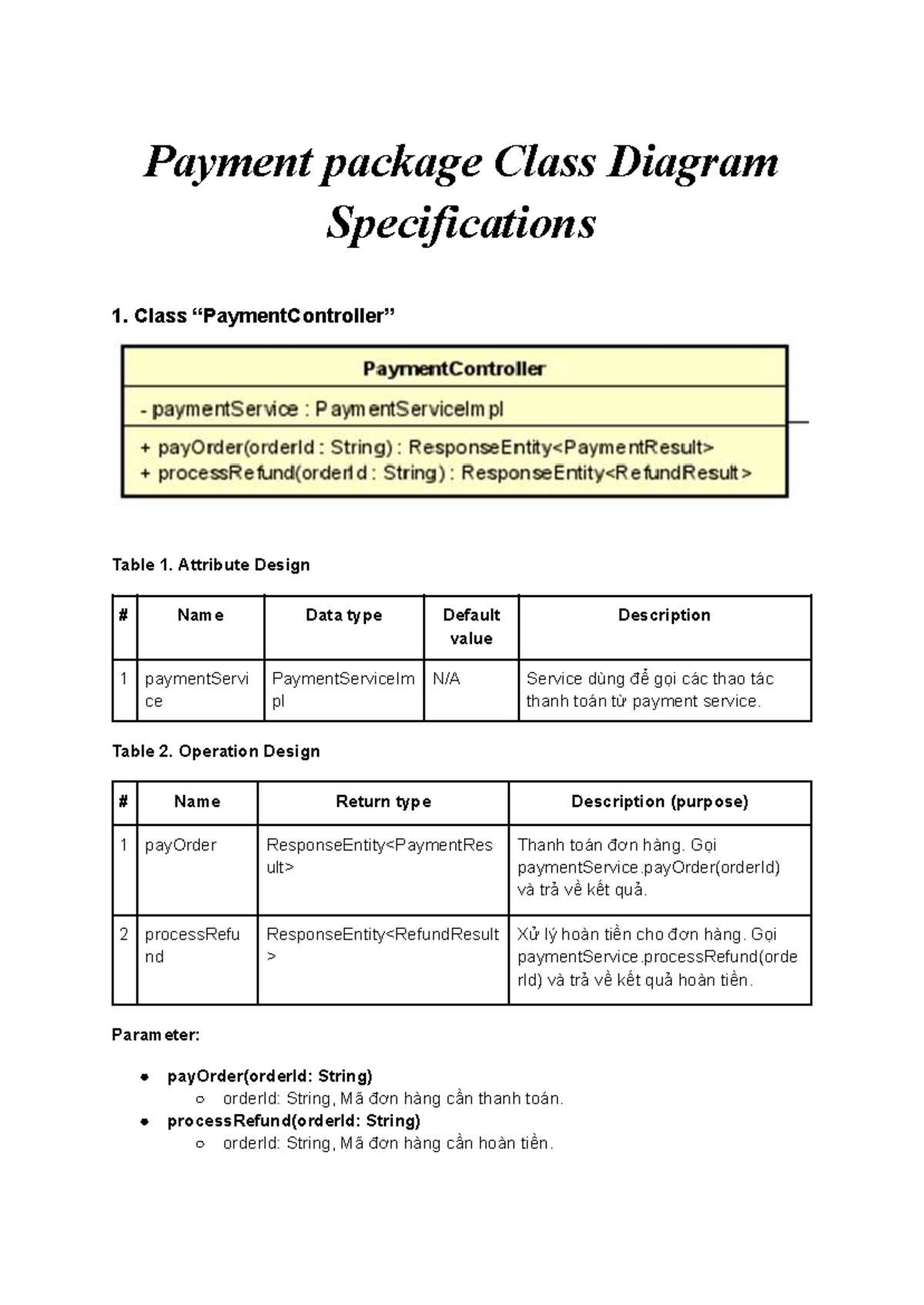 Payment Package Class Design Documentation (Class Diagram) - Studocu