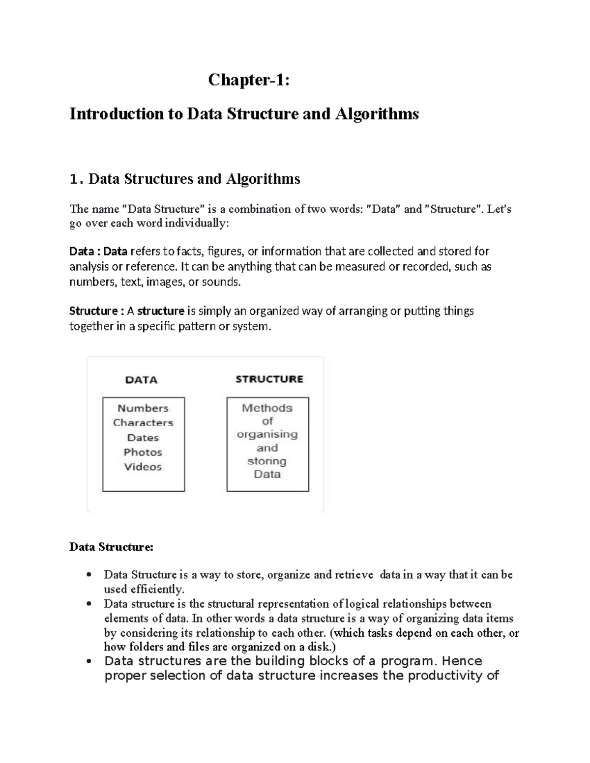 Data Structures and Algorithms 1: Chapter 1 Overview - Studocu