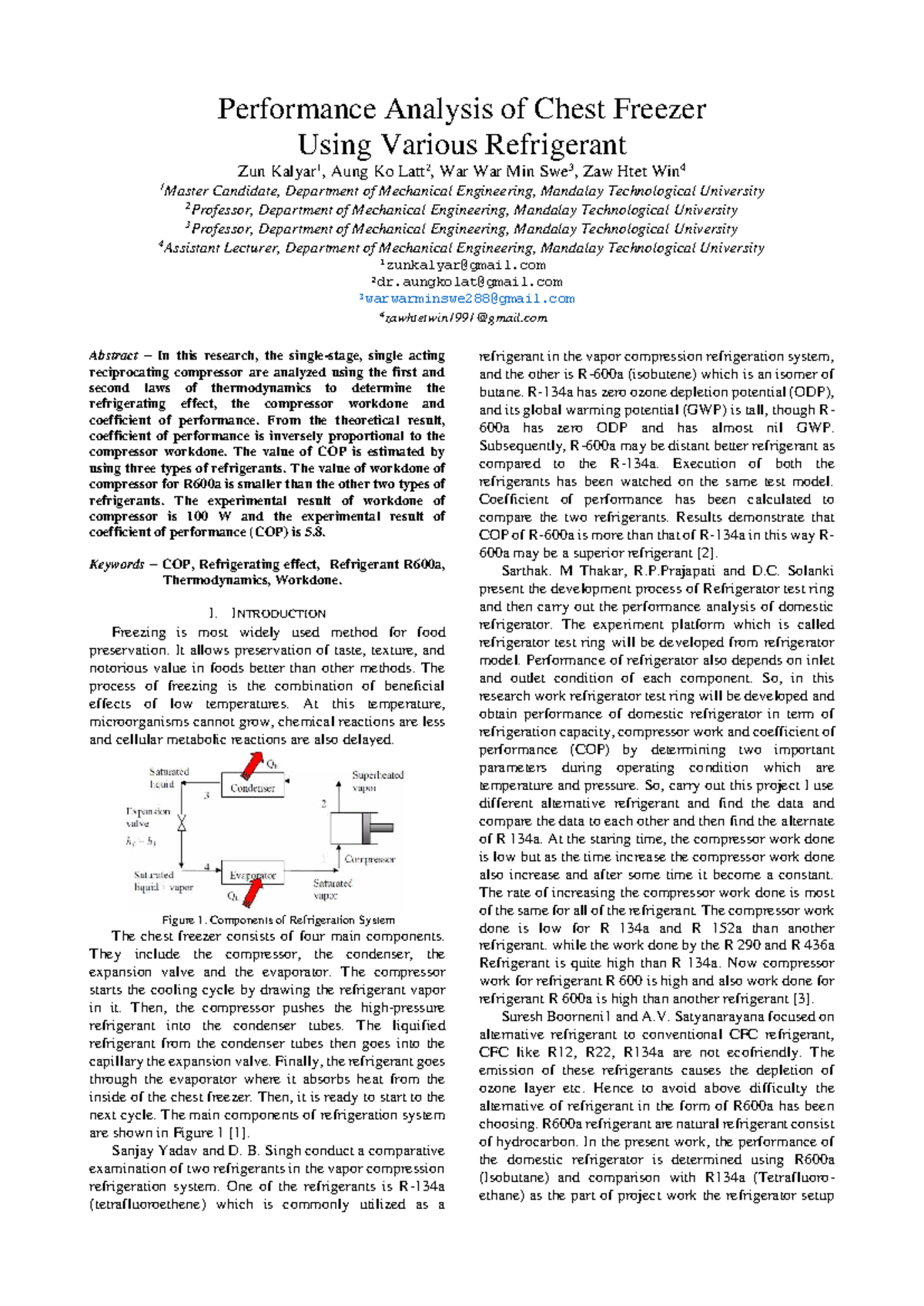 Performance Analysis of Chest Freezer with R600a and R134a - Studocu
