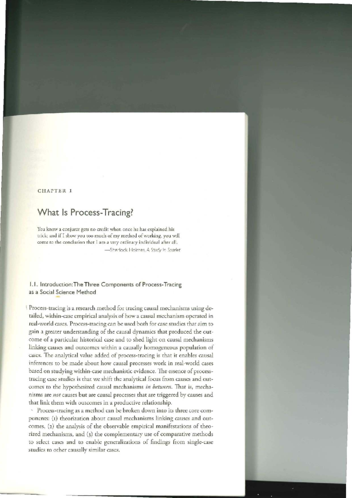 CH1: Understanding Process Tracing Methods in Social Science - Studocu