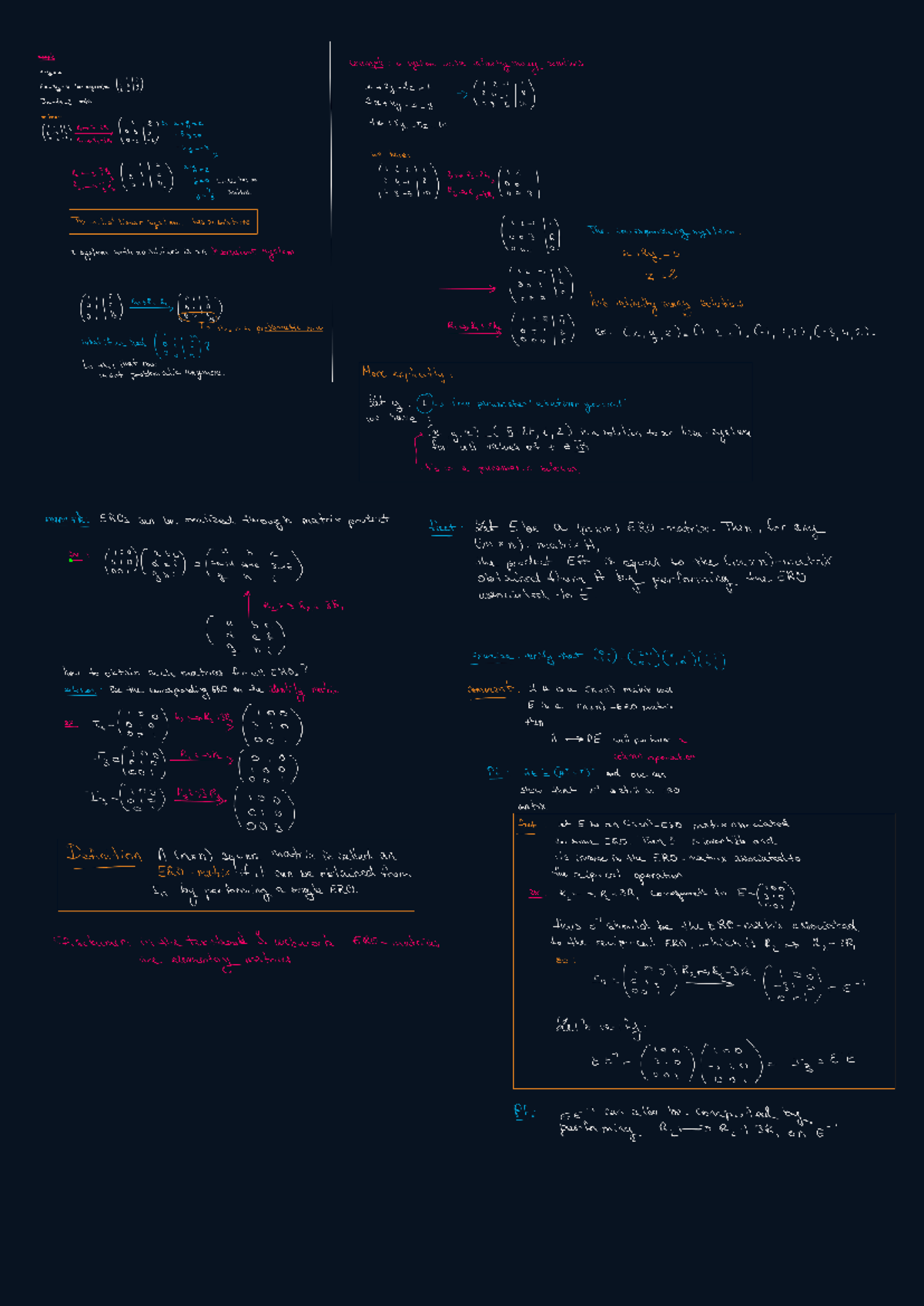 MATH133 Lecture Notes: Infinite Solutions & EROs Explained - Studocu