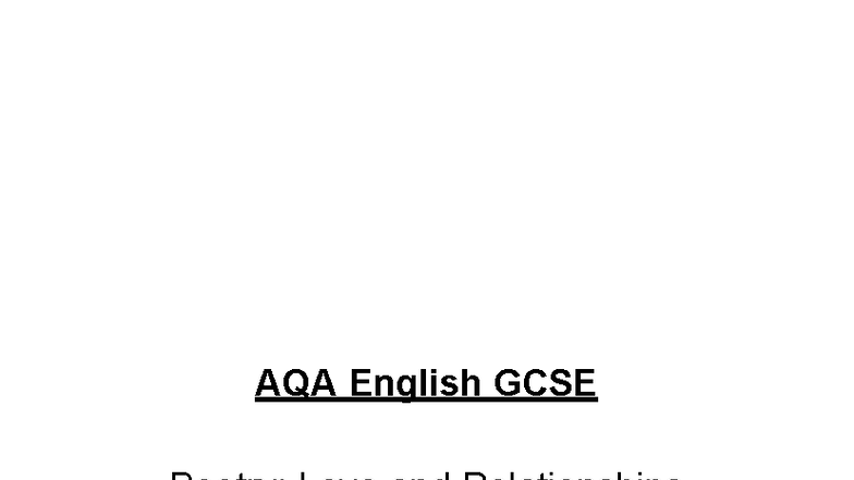 AQA English GCSE: Porphyria's Lover - Analysis & Summary Notes - Studocu