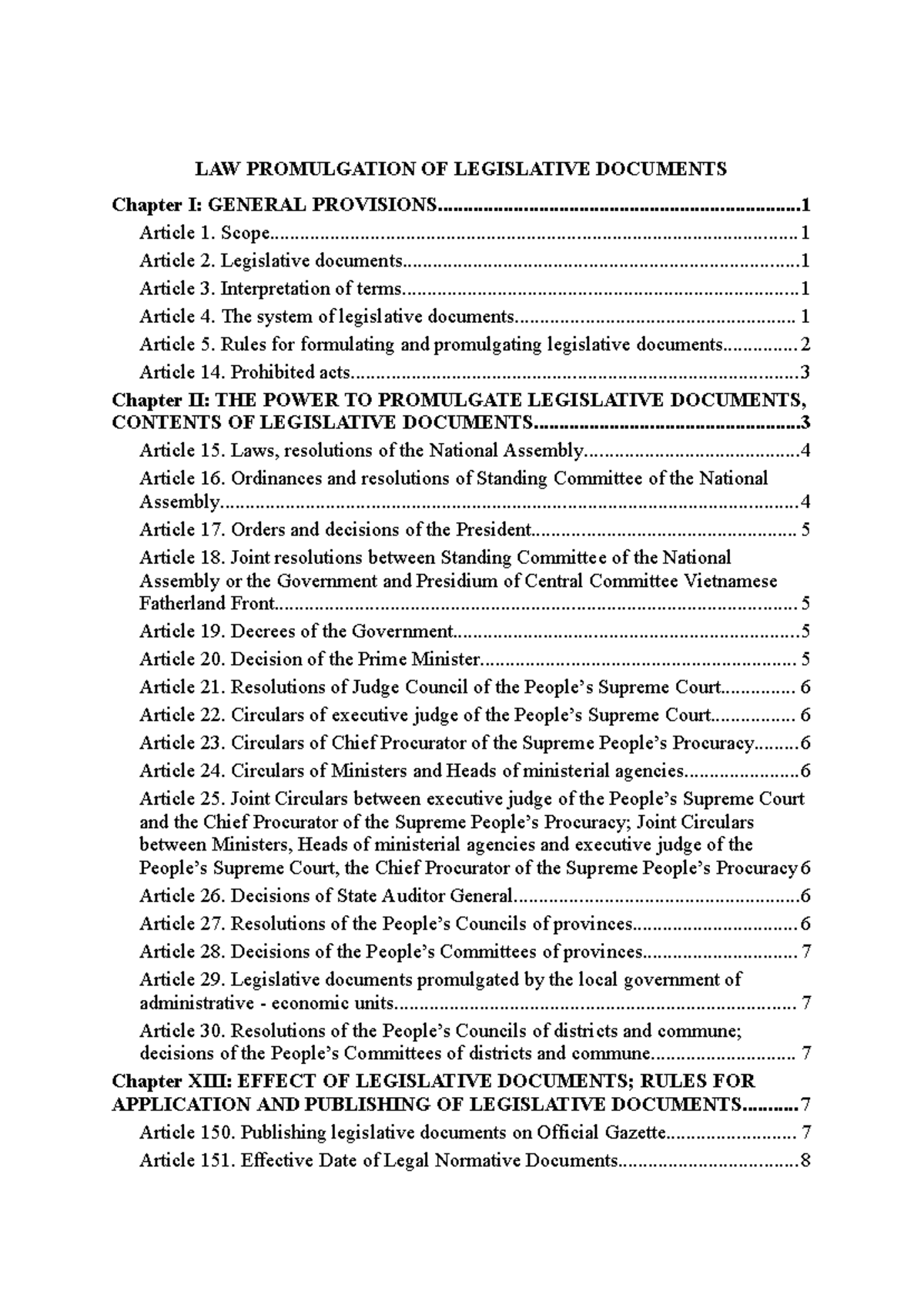 LAW 501 Legislative Document Promulgation: Key Principles and ...