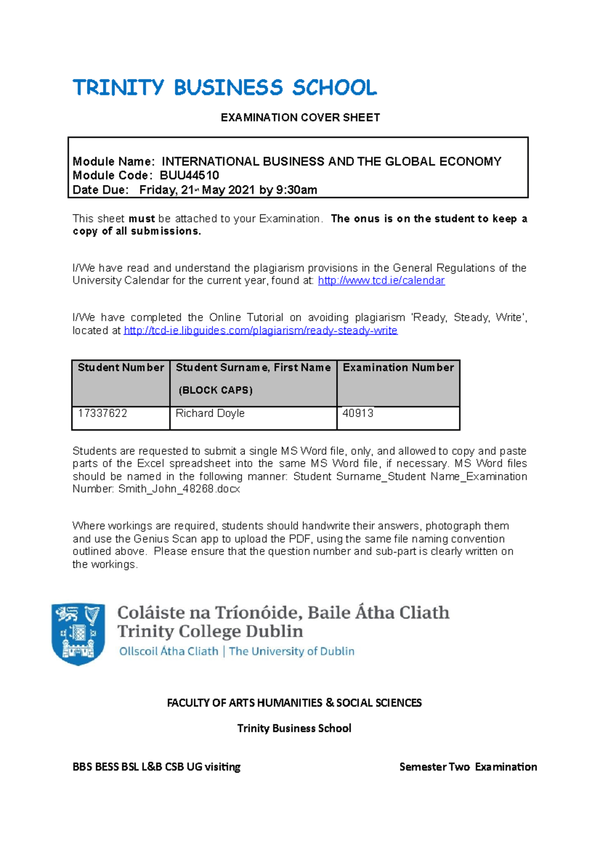 BUU International Business Exam Script – Trinity Term 2021 - Studocu