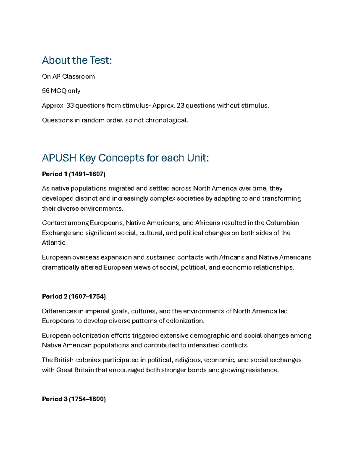 APUSH Review: Key Concepts and Test Prep for Units 1-5 - Studocu
