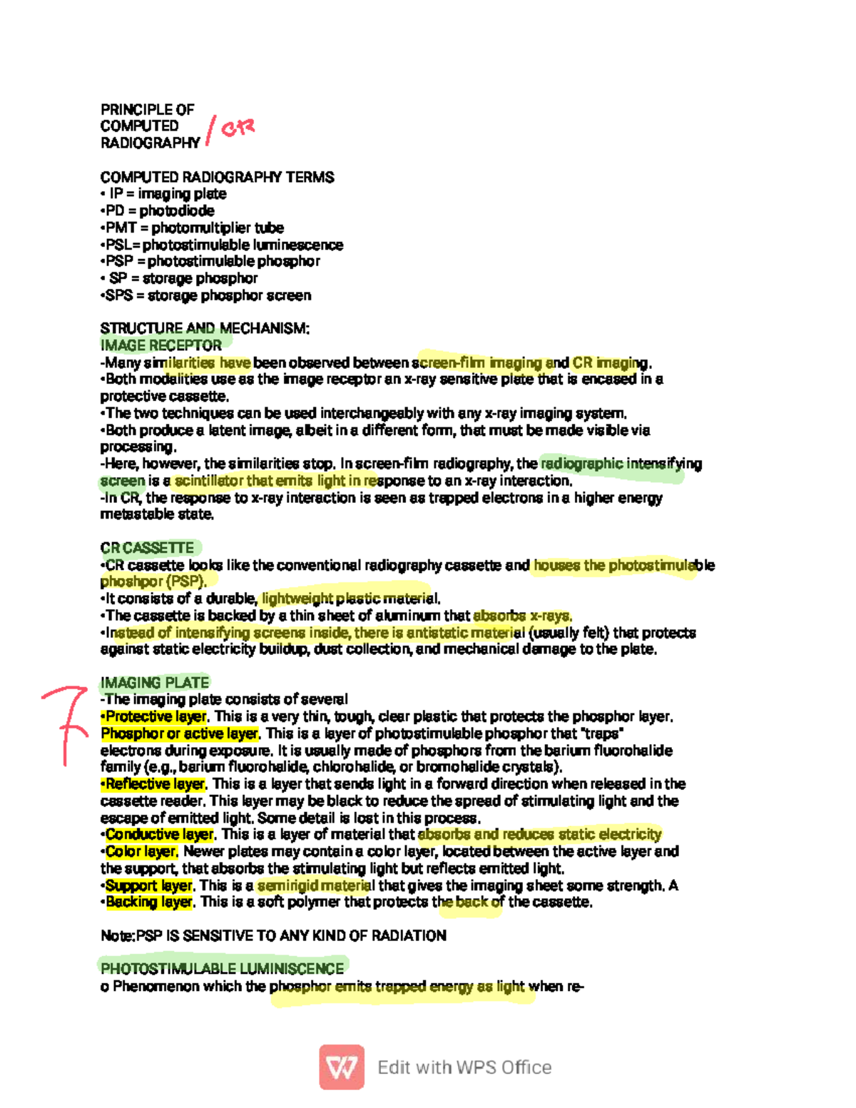 Principles of Computed Radiography (CADR) and Imaging Mechanisms - Studocu