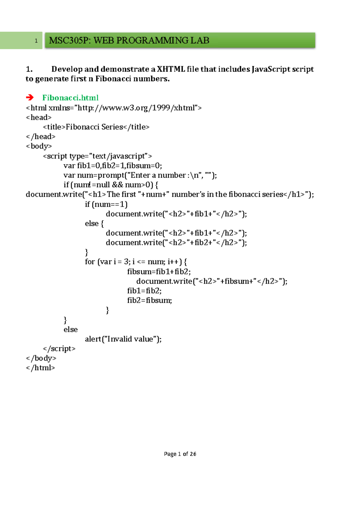 Advanced Web Programming Lab(M.Sc) - JavaScript & AJAX Practical ...