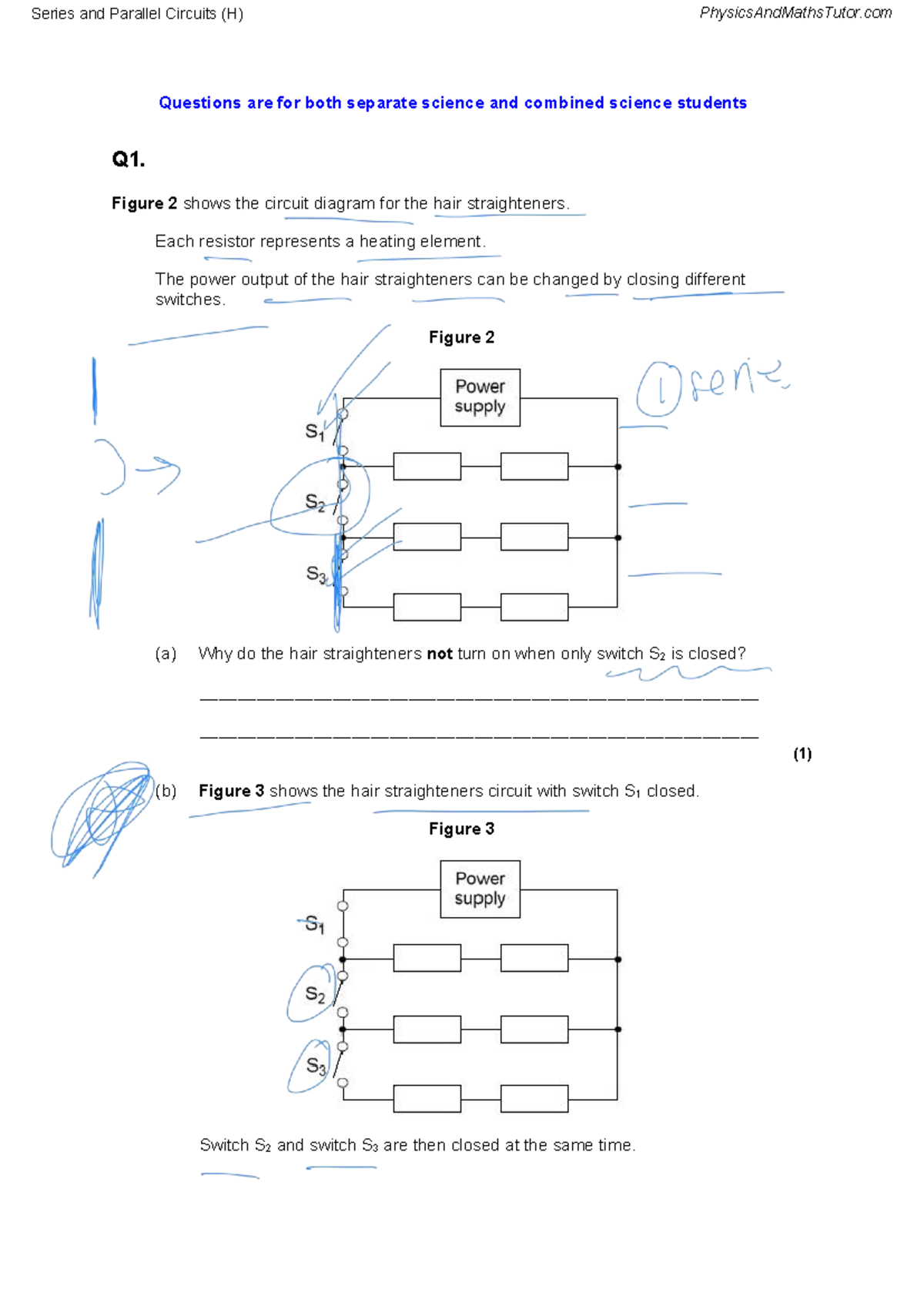 Series and Parallel Circuits (H) Quiz Paper - Studocu