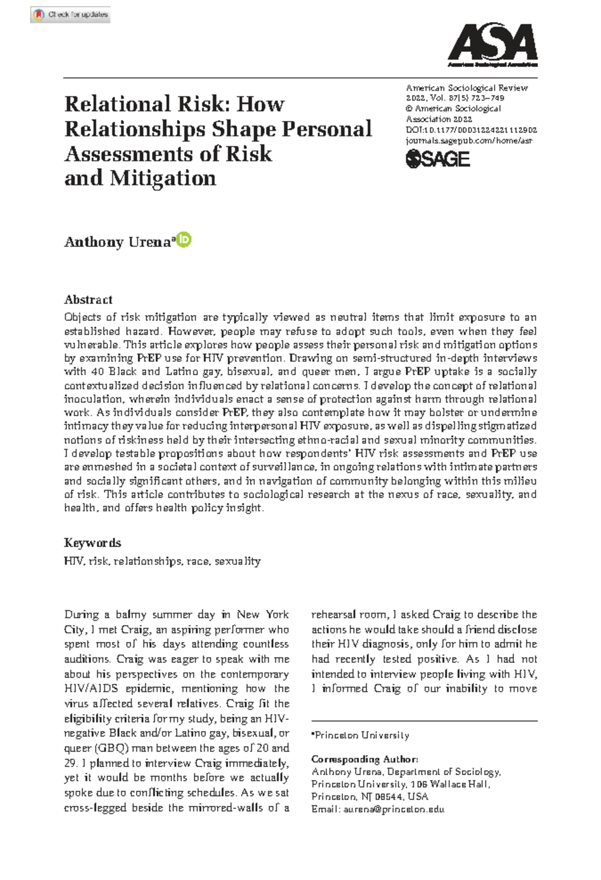 Relational Risk: Assessing HIV Mitigation Among GBQ Men - Studocu