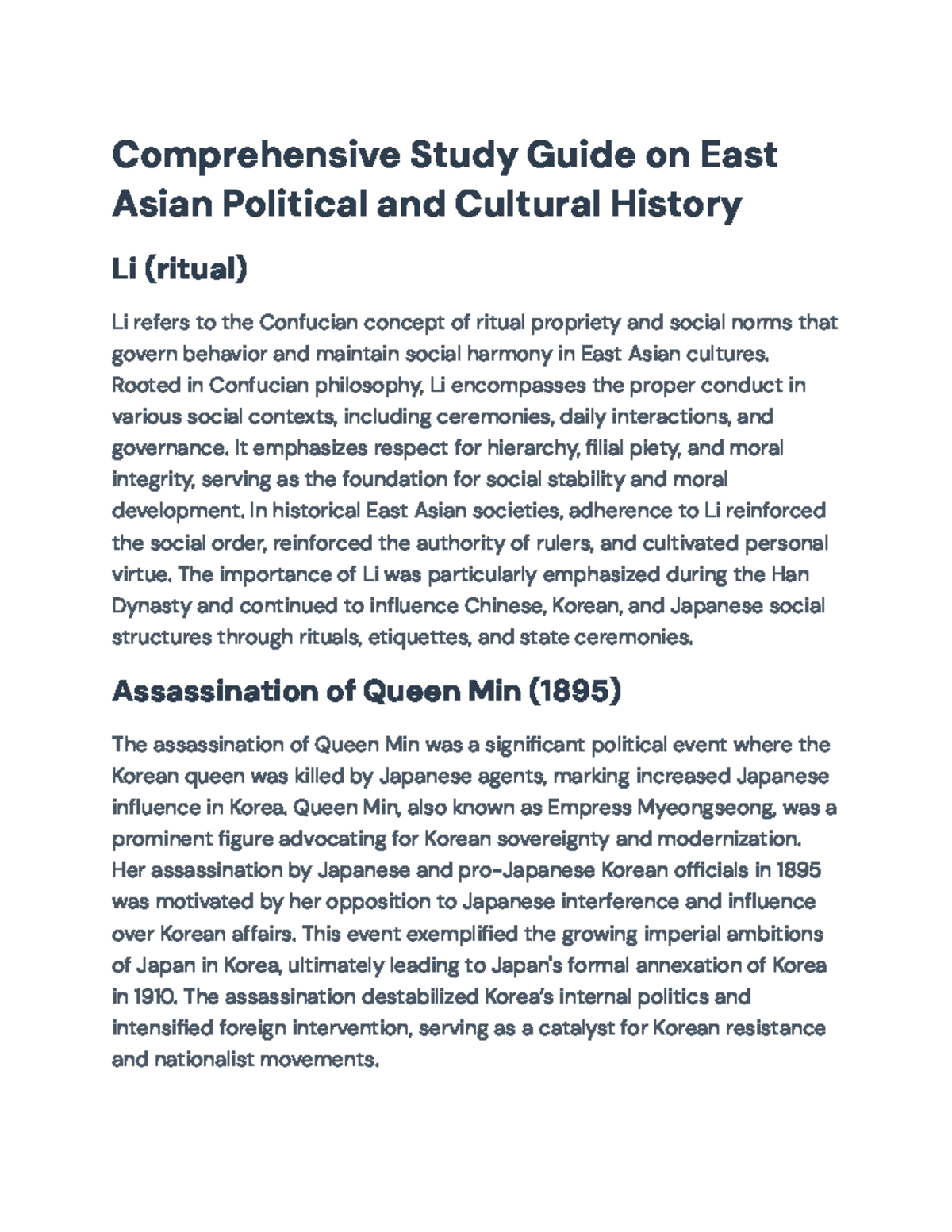Comprehensive Study Guide on East Asian History and Politics (EAP 101 ...