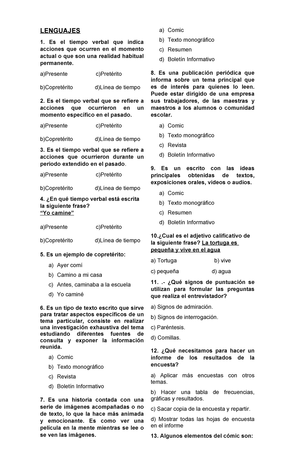 Examen 4to trimestre de Lenguaje y Comprensión - Studocu