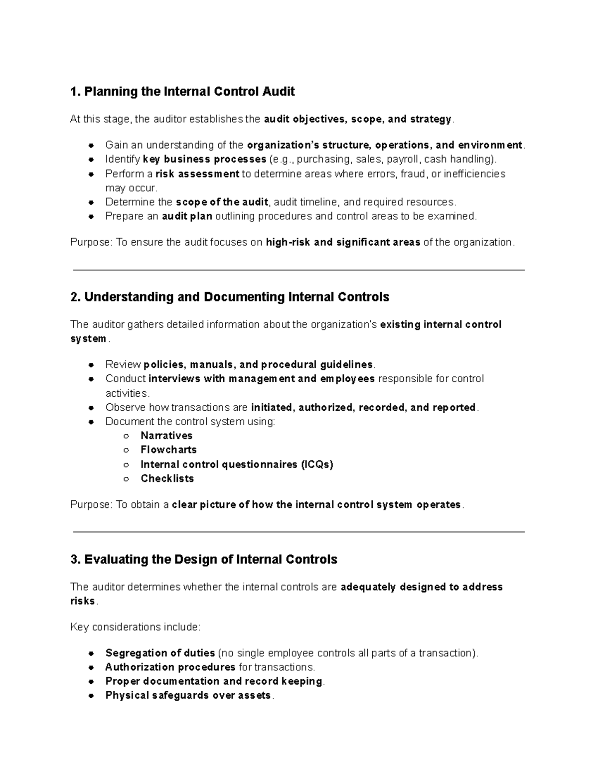 IC Audit: Planning, Evaluating, and Reporting Internal Controls - Studocu