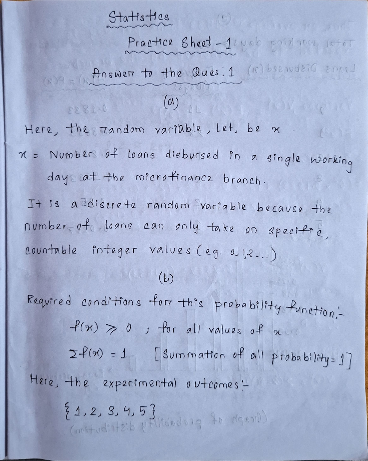 Probability and Random Variables Practice Sheet NH NG - Studocu