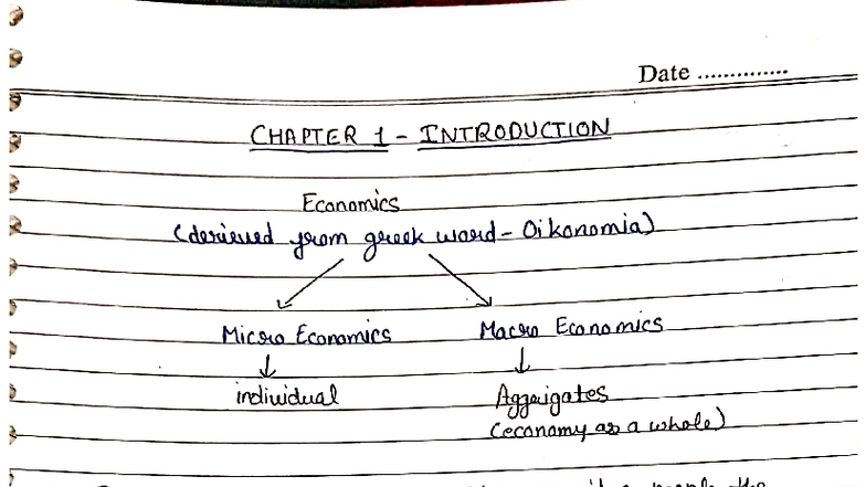 Micro Economics: Chapter 1 Introduction to Economic Concepts - Studocu