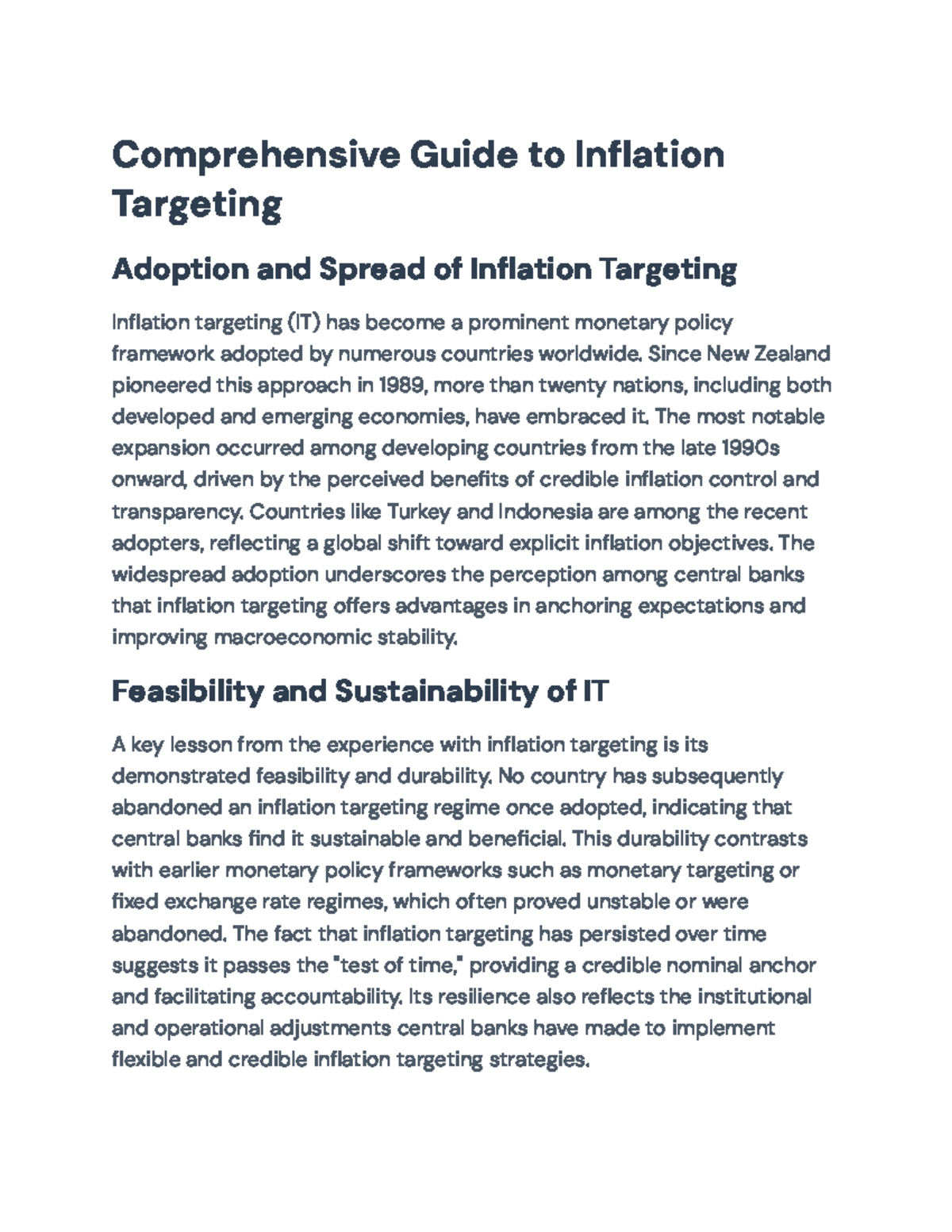 Comprehensive Analysis of Inflation Targeting: Effectiveness ...
