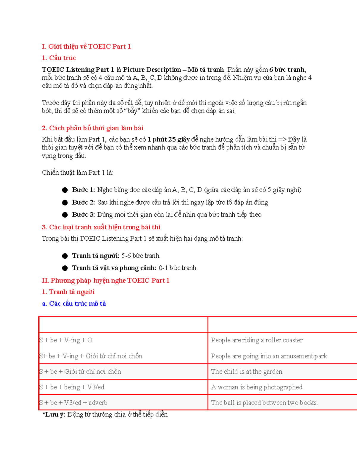TOEIC Part 1 Listening Guide: Tips, Techniques, and Vocabulary - Studocu