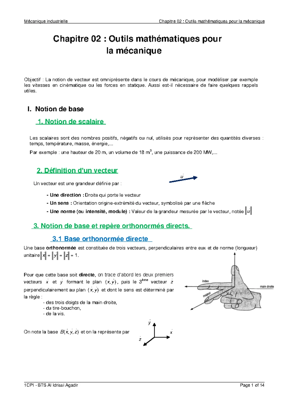 Produit vectoriel - Il s’agit d’un objet assez peu pris ́e des math ...