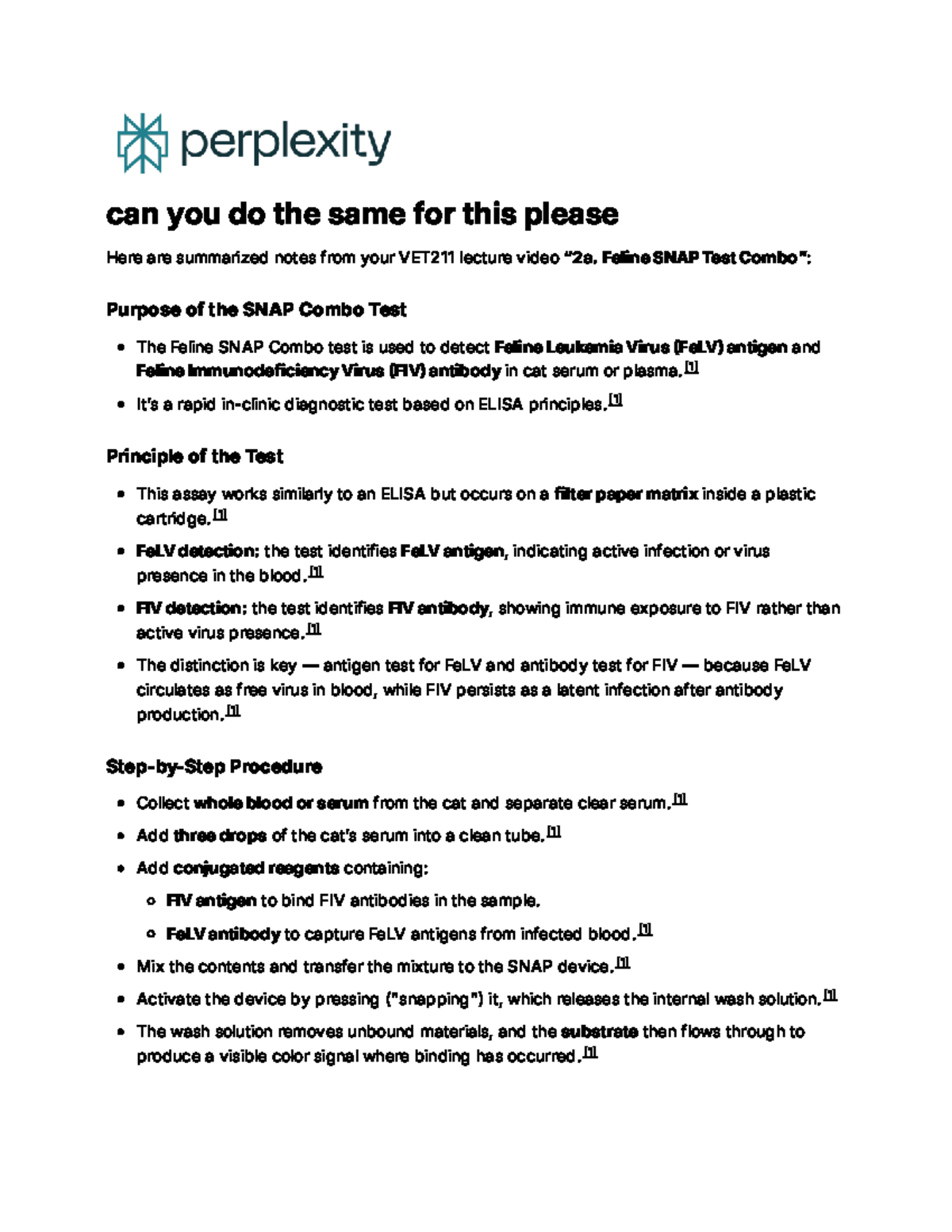 VET211 Lecture Notes: Feline SNAP Test Combo Overview - Studocu