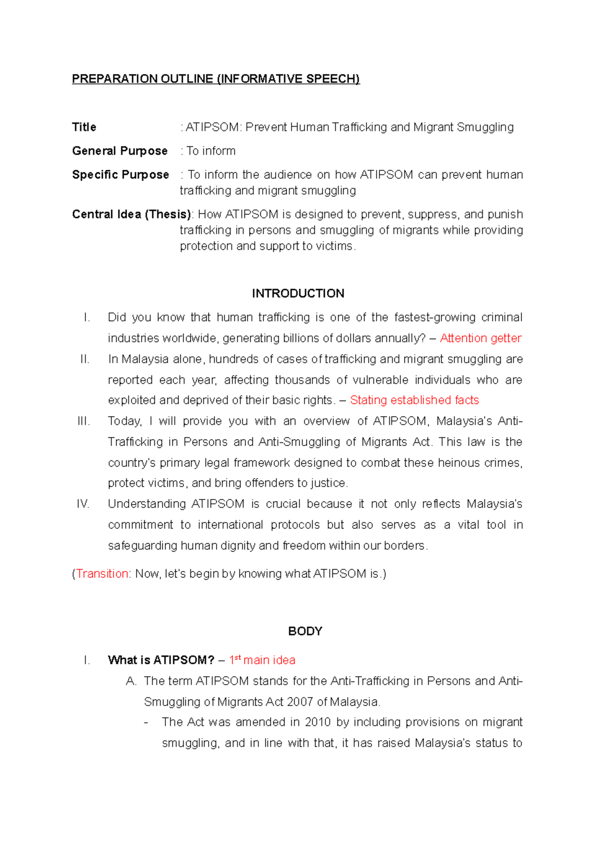ATIPSOM: Informative Speech Outline on Human Trafficking Prevention ...