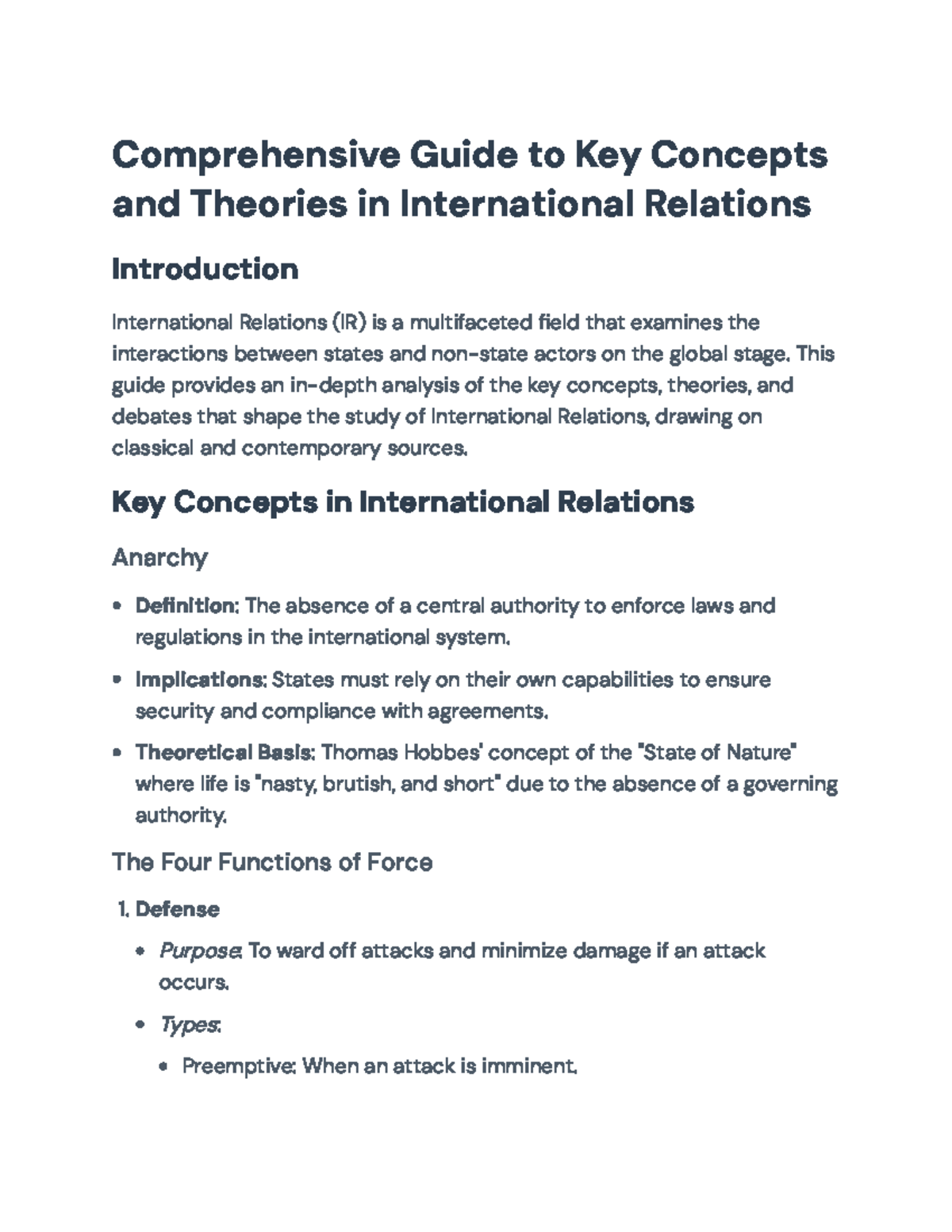 Key Concepts and Theories in International Relations: A Comprehensive ...