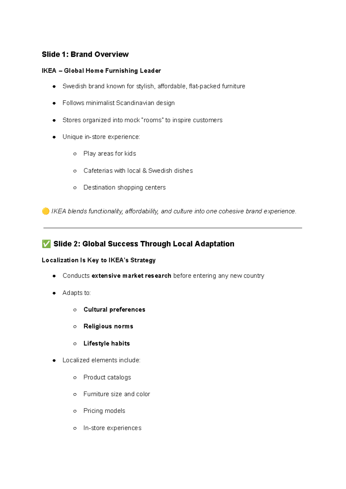 Case Study: IKEA's Global Strategy and Local Adaptation - Studocu
