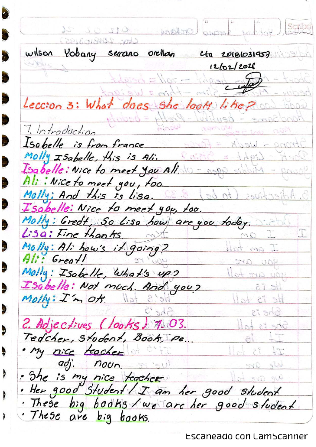 Serrano Wilson U1T3a10: Adjectives and Descriptive Sentences - Studocu