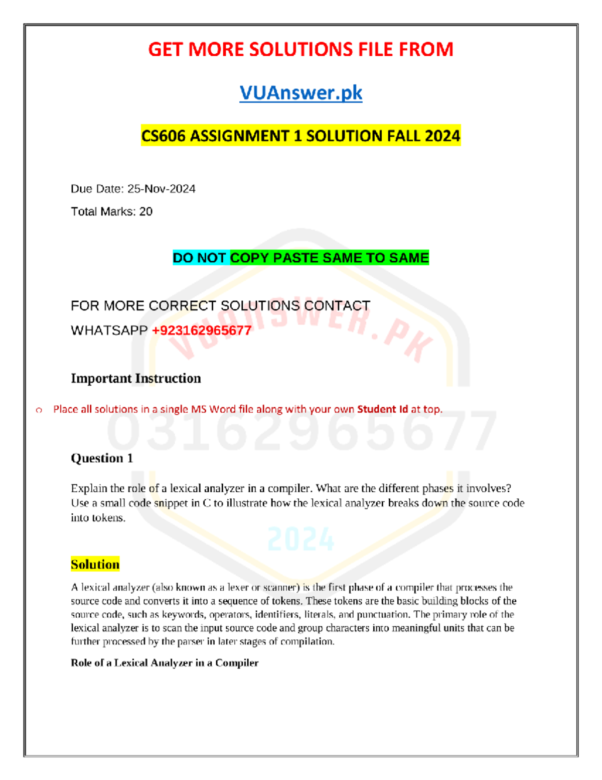 CS606 Assignment 1 Solution Fall 2024 - GET MORE SOLUTIONS FILE FROM ...
