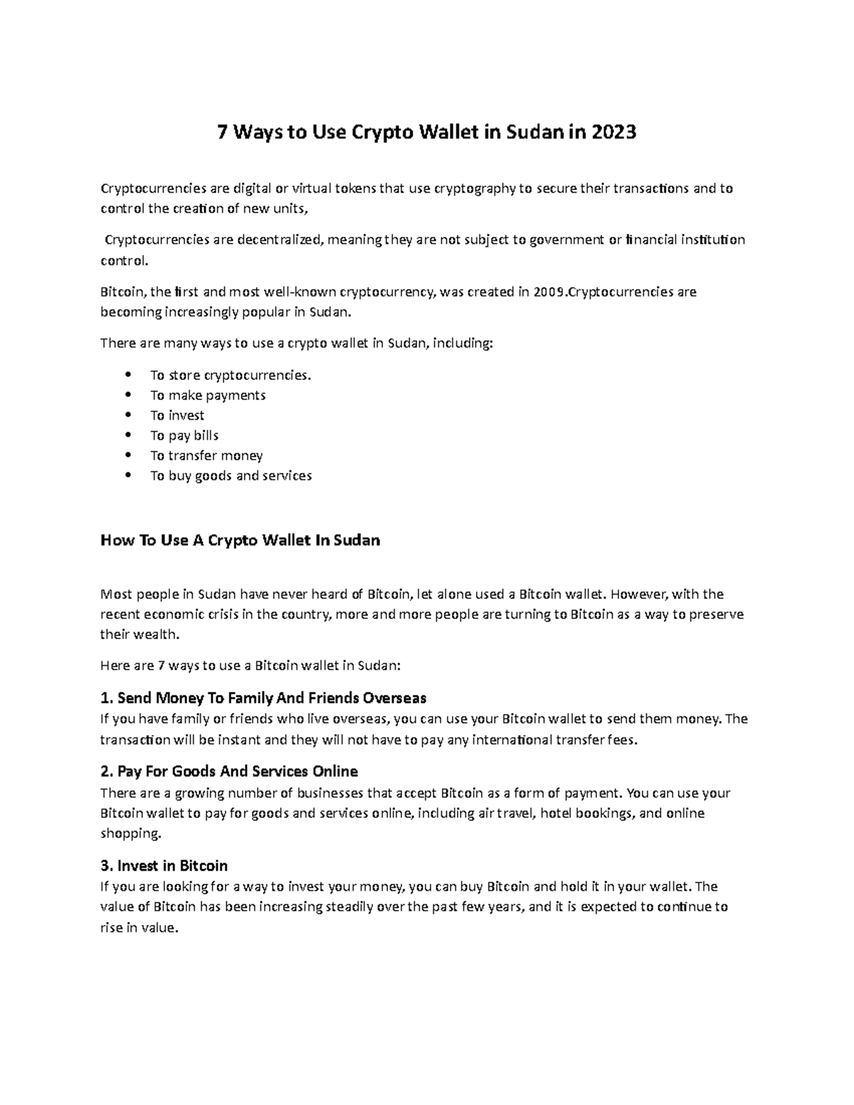 2023 Guide to Using Crypto Wallets in Sudan: 7 Key Methods - Studocu