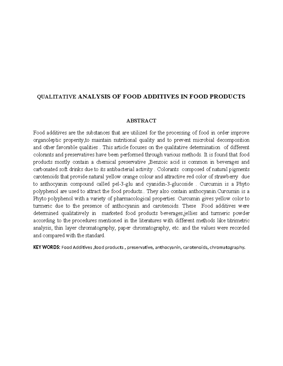 QUALITATIVE ANALYSIS OF FOOD ADDITIVES IN FOOD PRODUCTS - Kallu Kalyani ...
