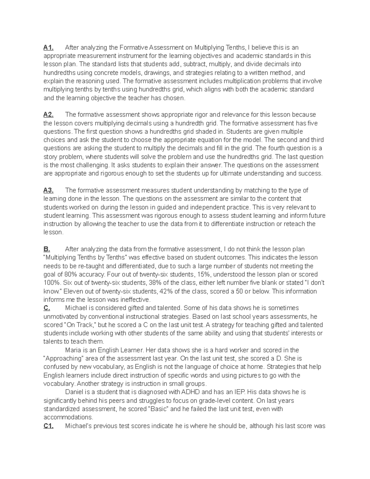 KOM2 - Task 3 - Task 3 of Curriculum, Assessment, and Instruction D171 ...