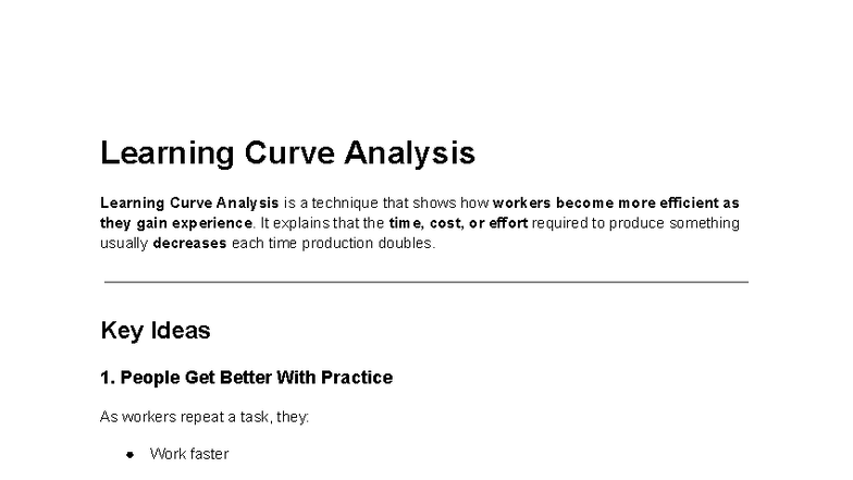 Learning Curve Analysis in Management Science - MANSci - Studocu