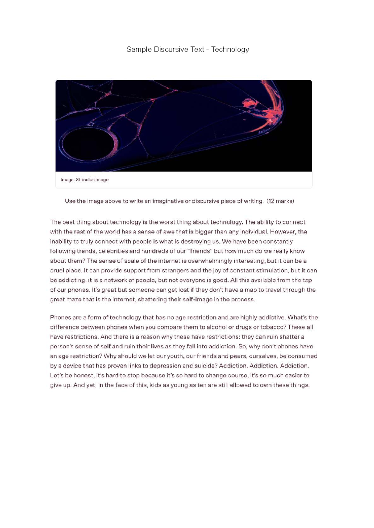 Sample Discursive Writing on Technology's Dual Nature - Studocu