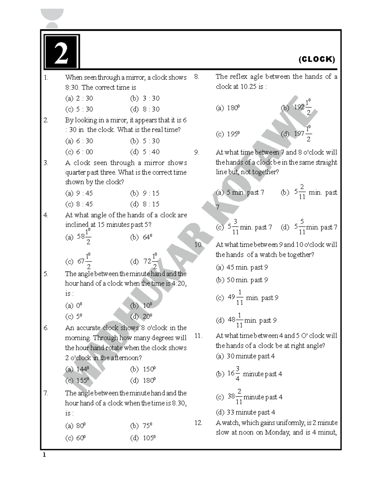Clock Problems and Solutions - S.S.C 2002 Exam Prep - Studocu