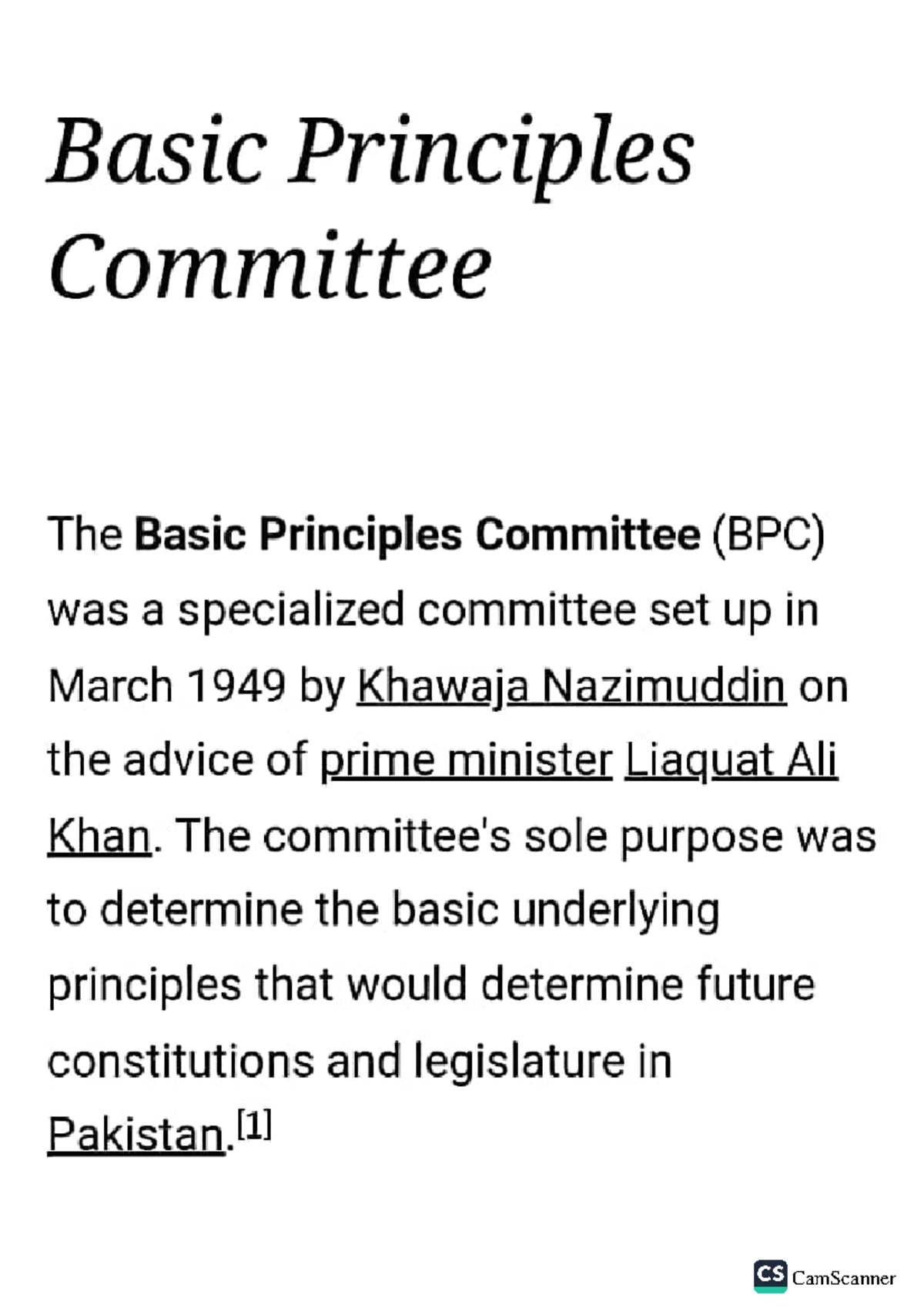 CS Basic Principles Committee: Interim Report Analysis (1950-1952 ...