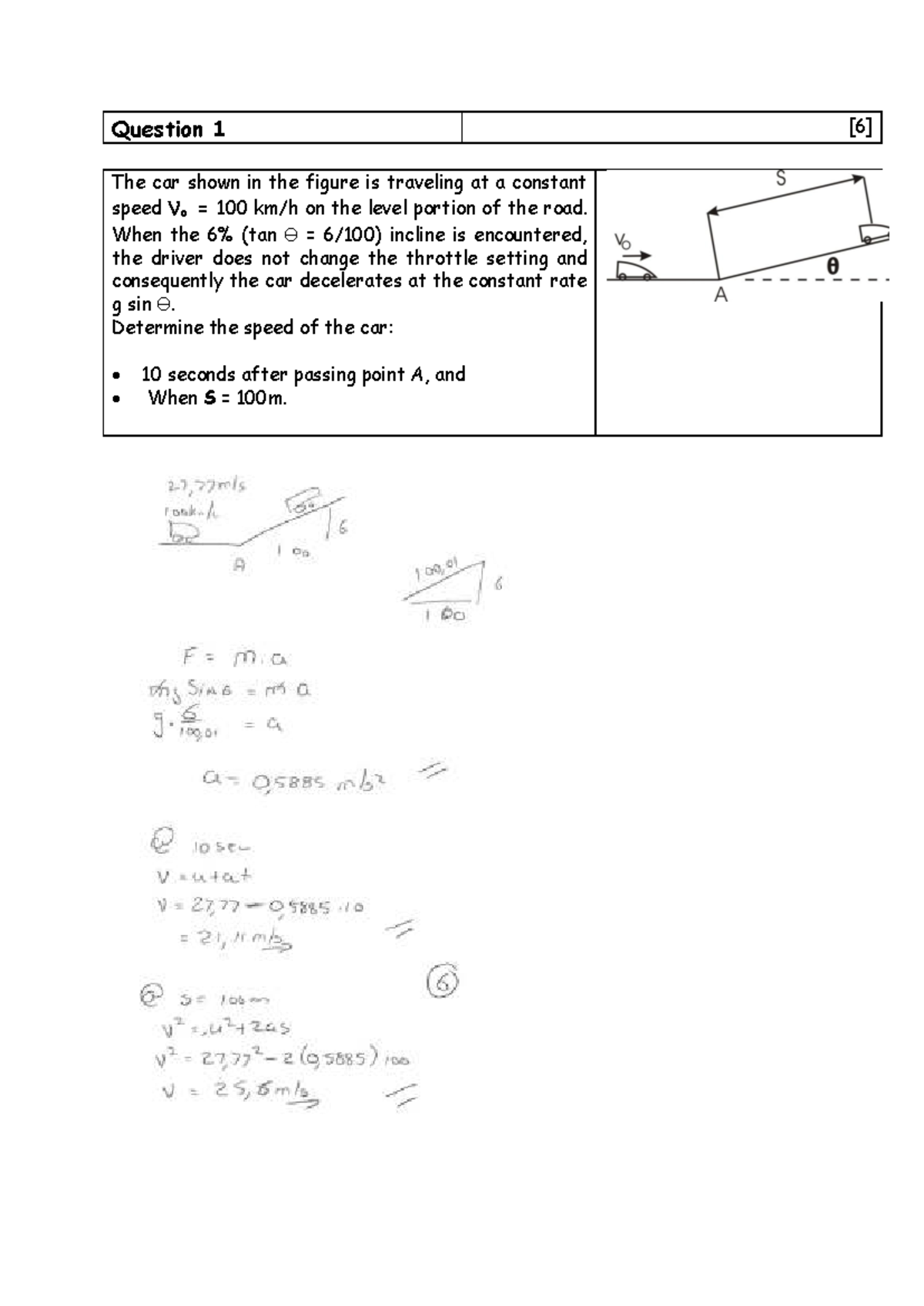 Test 1 Memo A - Mechanics: Speed & Motion Calculations - Studocu